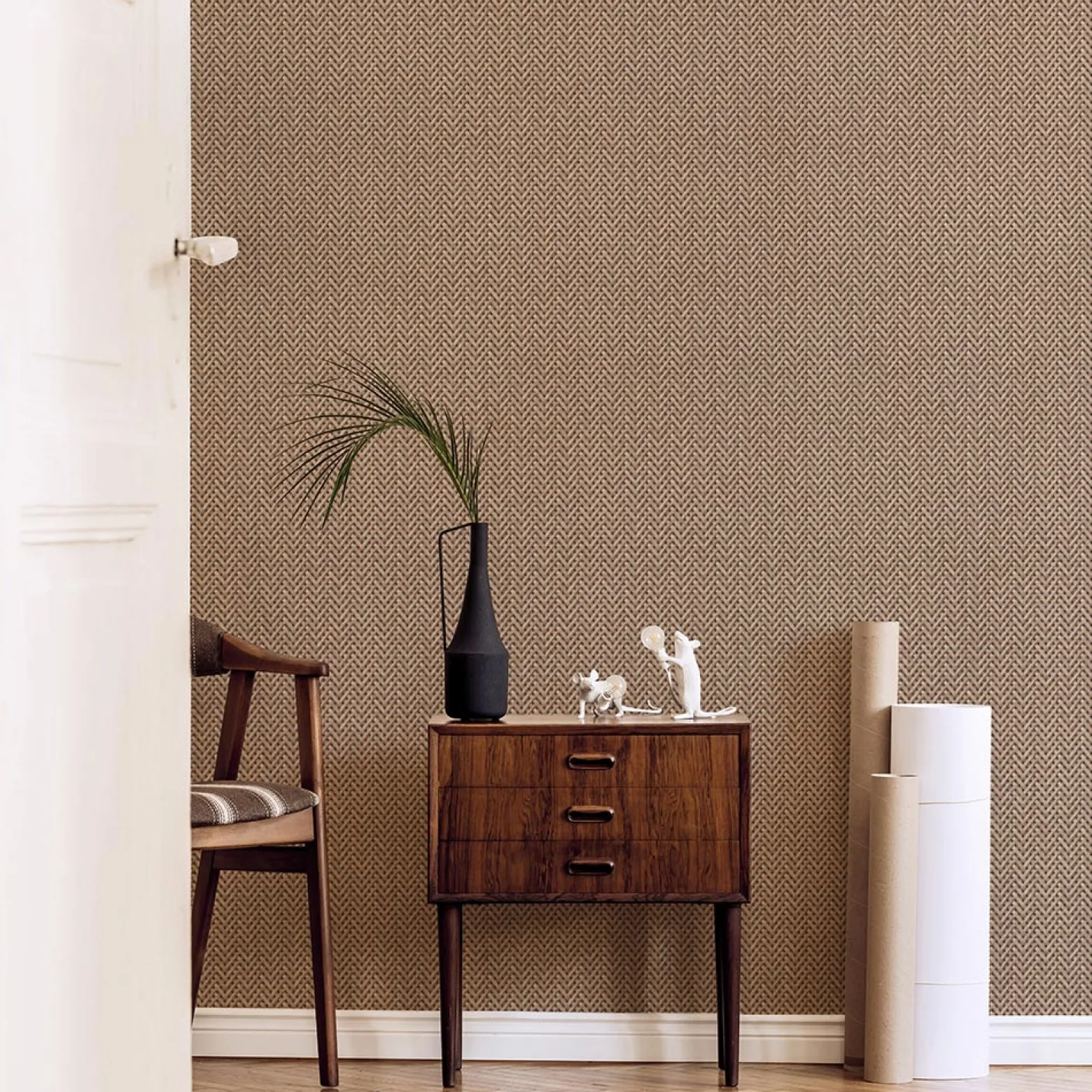 Vliestapete Holz Rattan braun anthrazit 10209-02