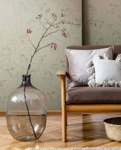 Vliestapete Illustration Beige Grau Metallic 82437