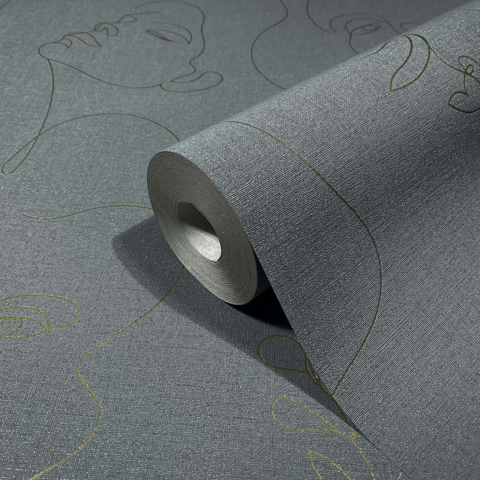 Vliestapete Illustration Grau Gold Metallic 82438
