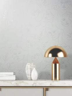 Vliestapete Illustration Weiß Creme Metallic 82435