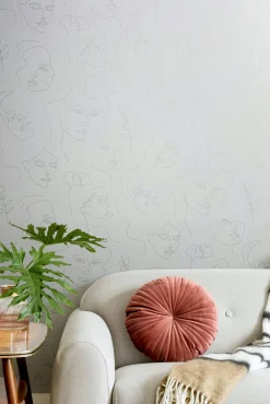 Vliestapete Illustration Weiß Creme Metallic 82435