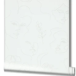 Vliestapete Illustration Weiß Creme Metallic 82435