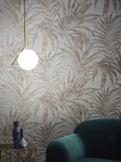 Vliestapete Ivy Blätter Weiß Beige 82270 Novamur