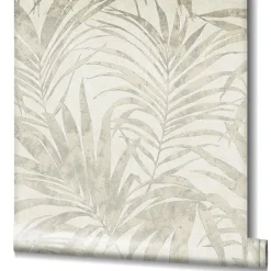 Vliestapete Ivy Blätter Weiß Beige 82270 Novamur