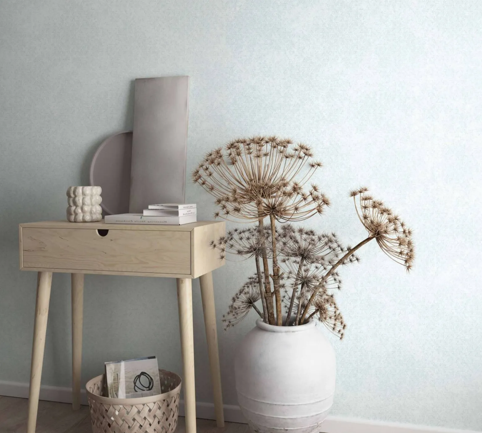 Vliestapete Ivy Mosaik Weiß Blau 82291 Novamur
