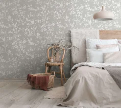 Vliestapete Ivy Struktur Blumen Beige 82314 Novamur