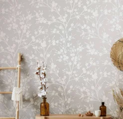 Vliestapete Ivy Struktur Blumen Beige 82314 Novamur