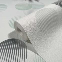 Vliestapete Ivy Struktur Grafisch Weiß Grün 82324 Novamur