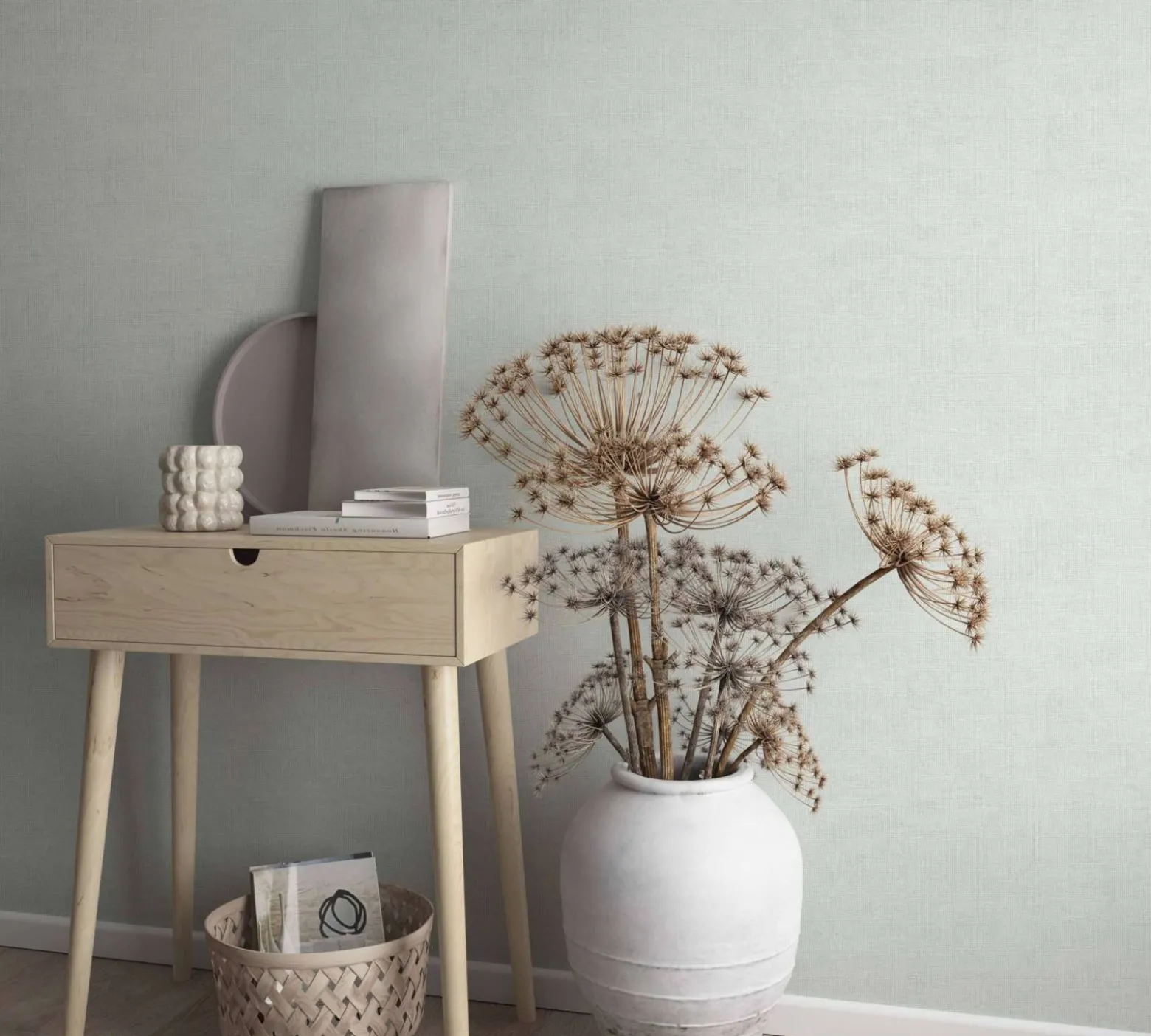 Vliestapete Ivy Uni Struktur Grau 82280 Novamur