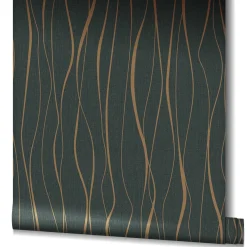 Vliestapete Ivy Wellen Schwarz Gold 82322 Novamur