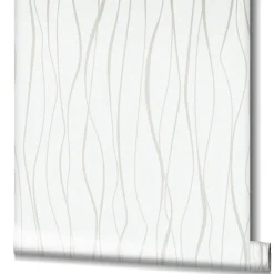 Vliestapete Ivy Wellen Struktur Weiß Beige 82319 Novamur