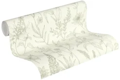 Vliestapete Jette Joop Blätter weiß grün Glitzer 37363-5