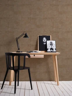 Vliestapete Kacheln Gold Braun Metallic 39671-1