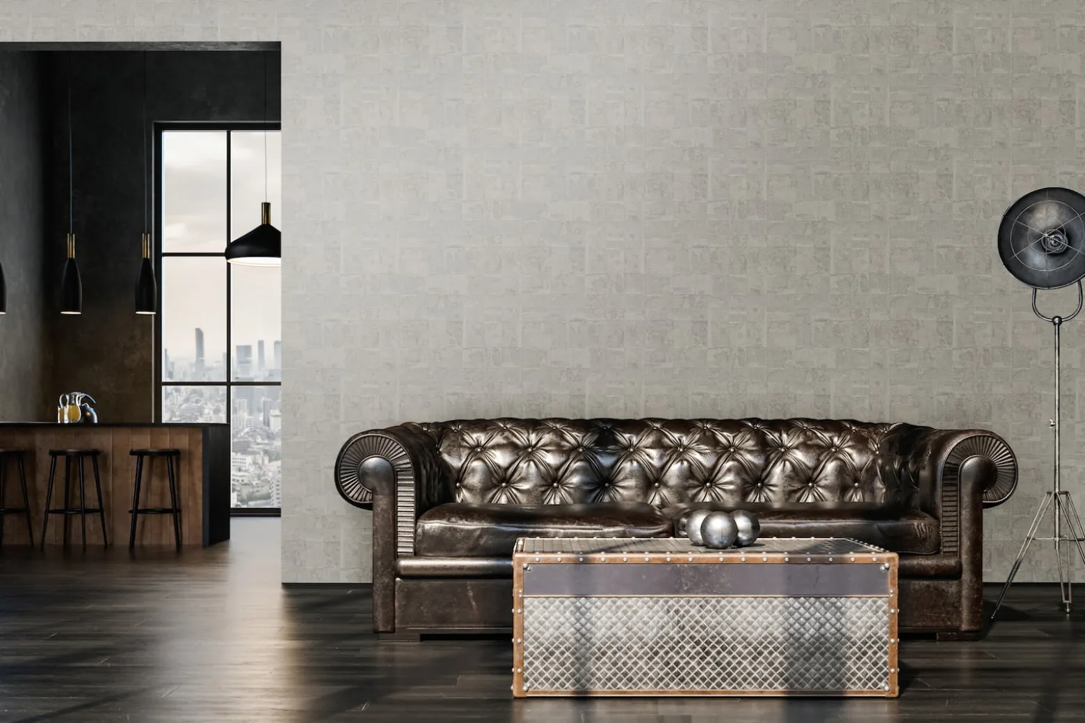 Vliestapete Kacheln Grau Silber Metallic 39671-3