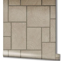 Vliestapete Kacheln Holz Fliesen beige silber 85745