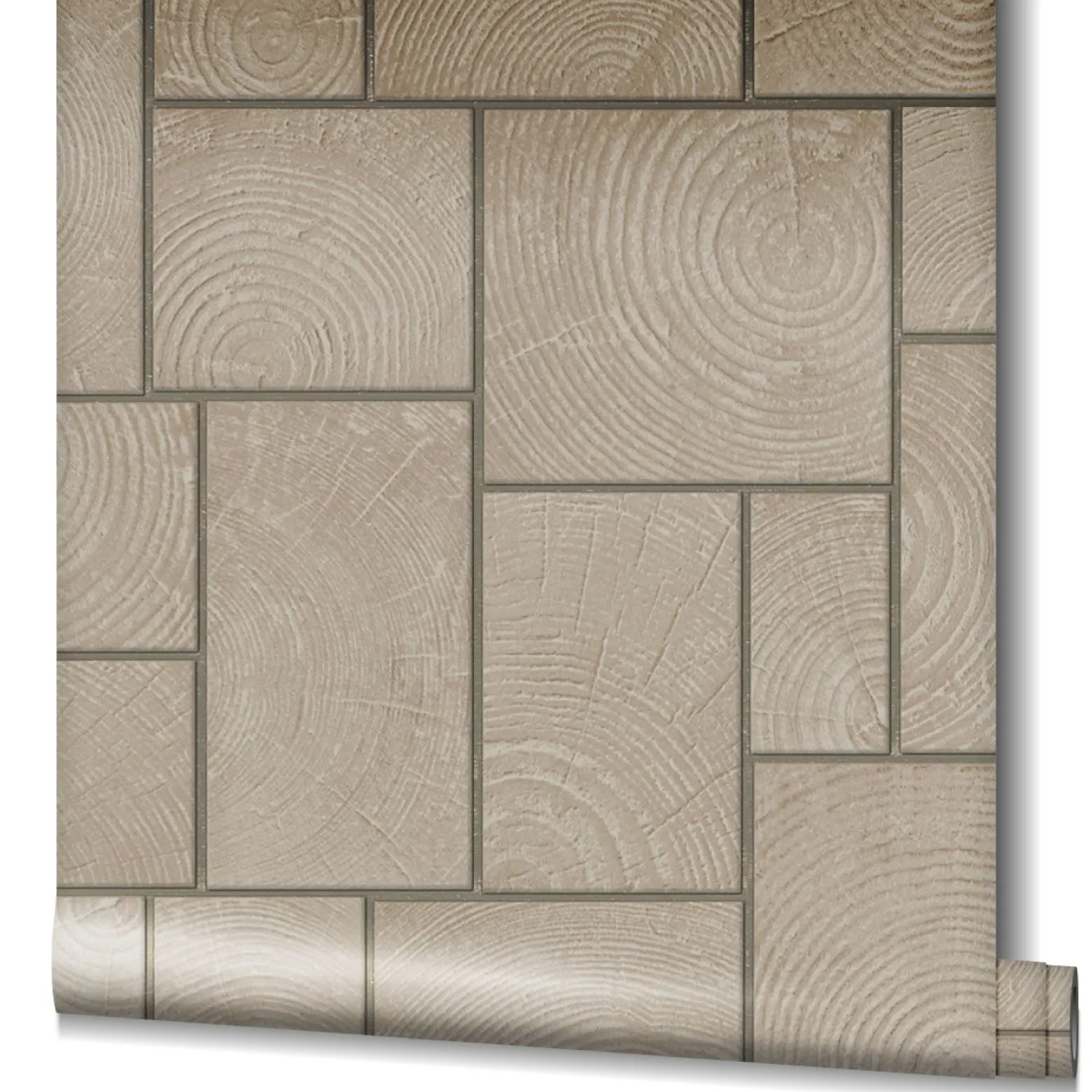 Vliestapete Kacheln Holz Fliesen beige silber 85745