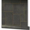 Vliestapete Kacheln Holz Fliesen schwarz gold 85743