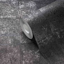 Vliestapete Kacheln Schwarz Silber Metallic 39671-4