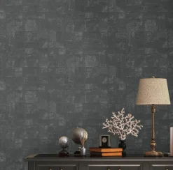 Vliestapete Kacheln Schwarz Silber Metallic 39671-4
