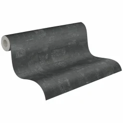 Vliestapete Kacheln Schwarz Silber Metallic 39671-4