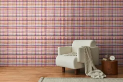 Vliestapete Kariert Textiloptik Rot Creme 78224-1