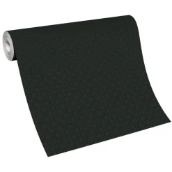 Vliestapete Karo Muster Stoffoptik Schwarz Glanz 10289-15