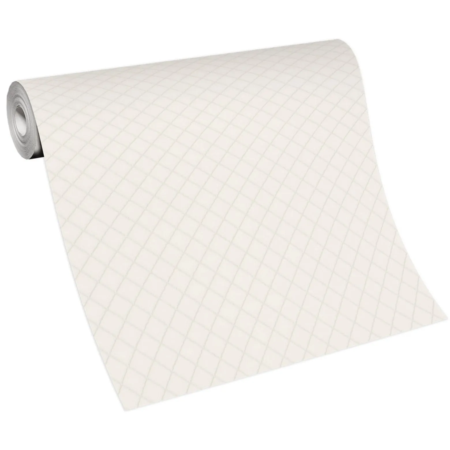 Vliestapete Karo Muster Stoff Optik Creme Glanz 10289-02