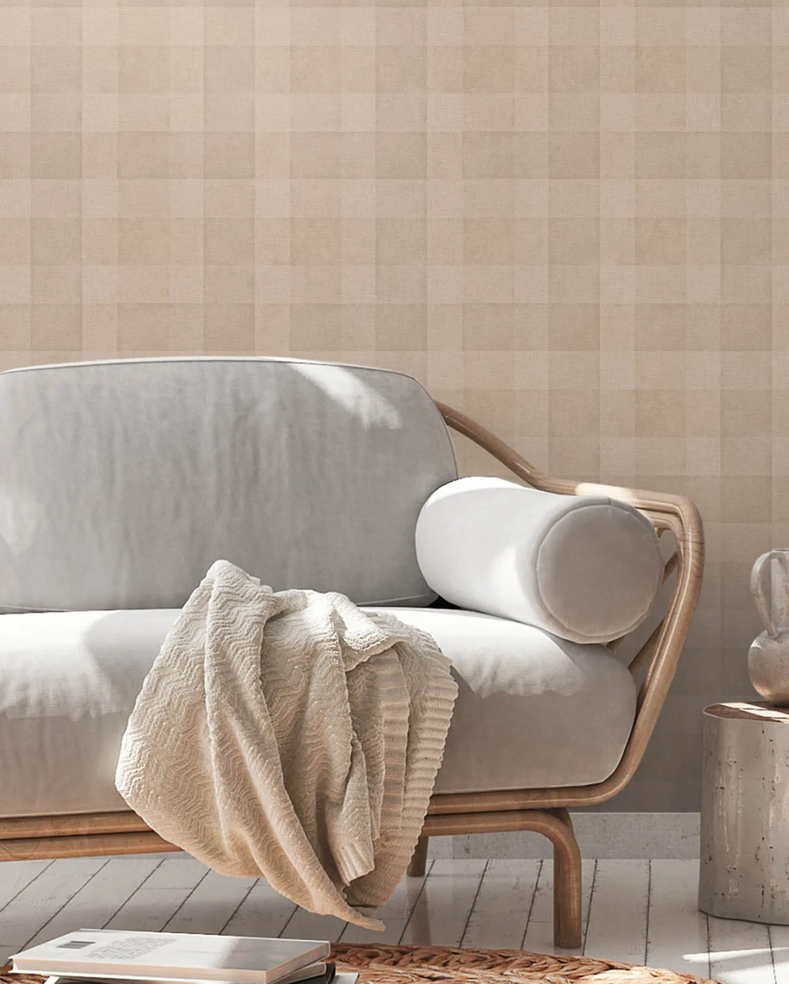 Vliestapete Karo Muster Textil Optik Braun 38664-1
