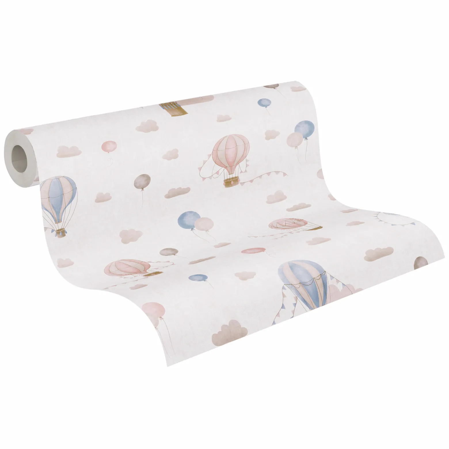 Vliestapete Kinder Ballons Wolken Creme Rosa 77077-1