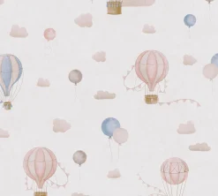 Vliestapete Kinder Ballons Wolken Creme Rosa 77077-1
