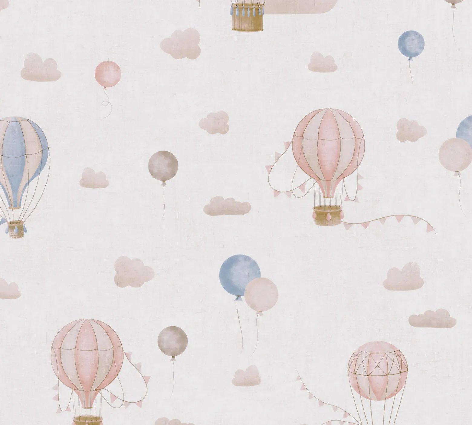 Vliestapete Kinder Ballons Wolken Creme Rosa 77077-1