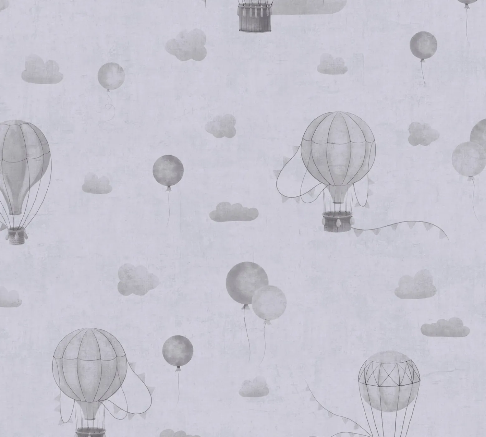 Vliestapete Kinder Ballons Wolken Grau 77077-2