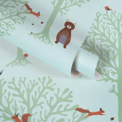 Vliestapete Kinder Baum Vogel Bär grün braun 38134-2