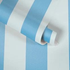 Vliestapete Kinder Blockstreifen blau weiß 38148-5