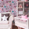 Vliestapete Kinder Blumen Tiere rosa bunt 38120-3