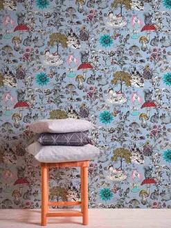 Vliestapete Kinder Blumen Tiere grau bunt 38120-2