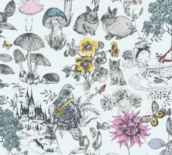 Vliestapete Kinder Blumen Tiere weiß bunt 38120-1