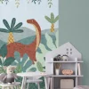 Vliestapete Kinder Dino Dschungel Grün Rot 77062-1