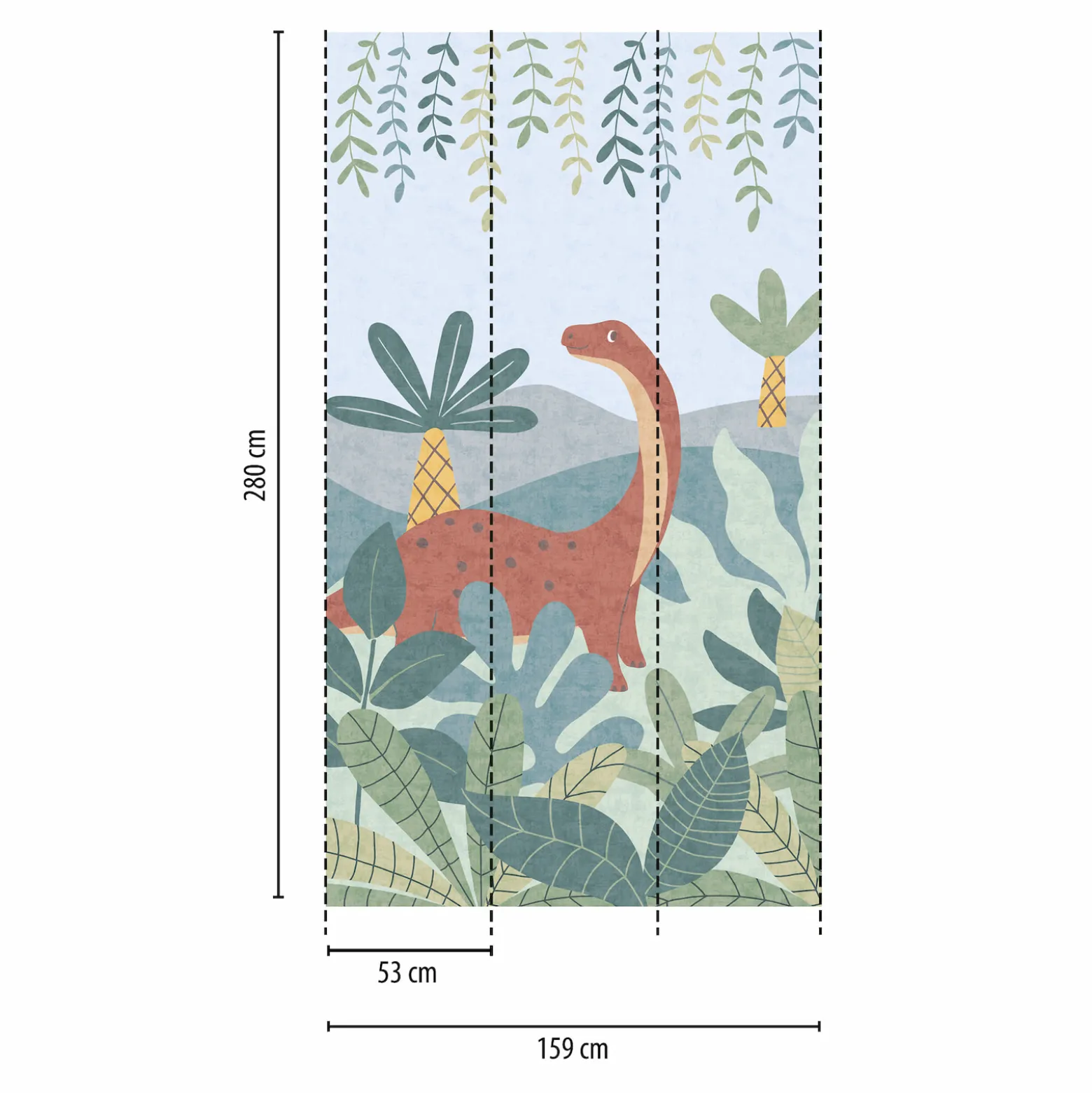Vliestapete Kinder Dino Dschungel Grün Rot 77062-1