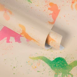 Vliestapete Kinder Dinosaurier bunt gelb 38146-1