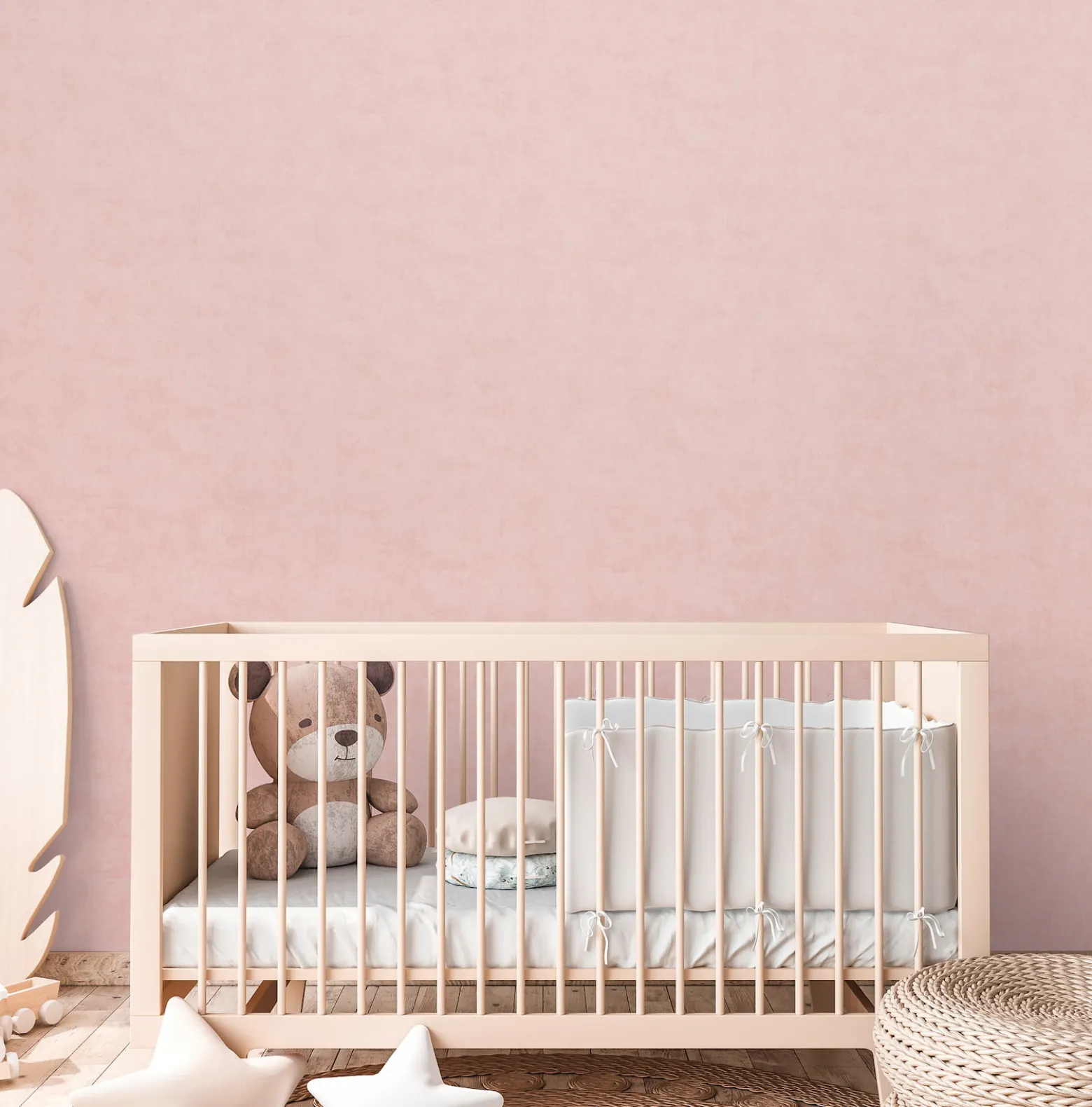 Vliestapete Kinder Einfarbig Betonoptik Rosa 77179-2