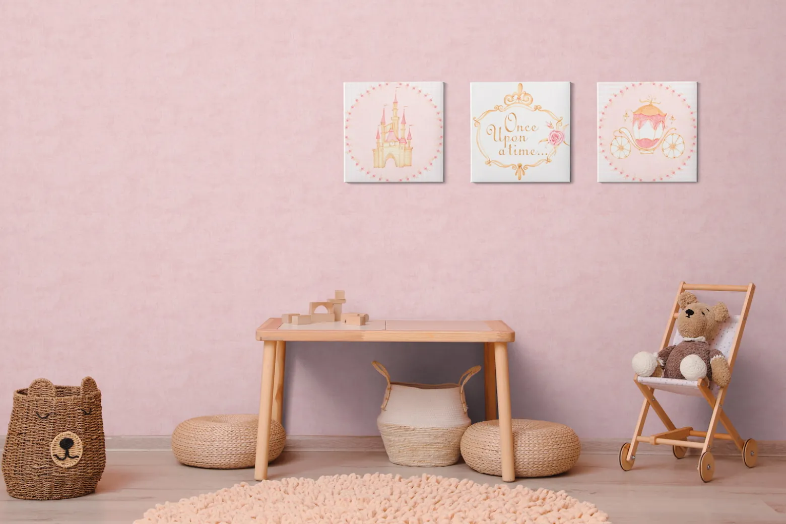 Vliestapete Kinder Einfarbig Betonoptik Rosa 77178-4