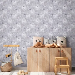 Vliestapete Kinder Einhörner Floral Wald Grau Weiß 77138-1