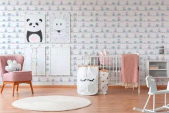Vliestapete Kinder Elefanten rosa grau weiß 38113-2