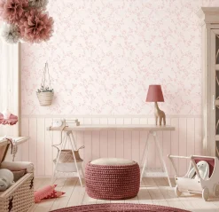 Vliestapete Kinder Floral Blumen Paneele Rosa Grau 77075-1