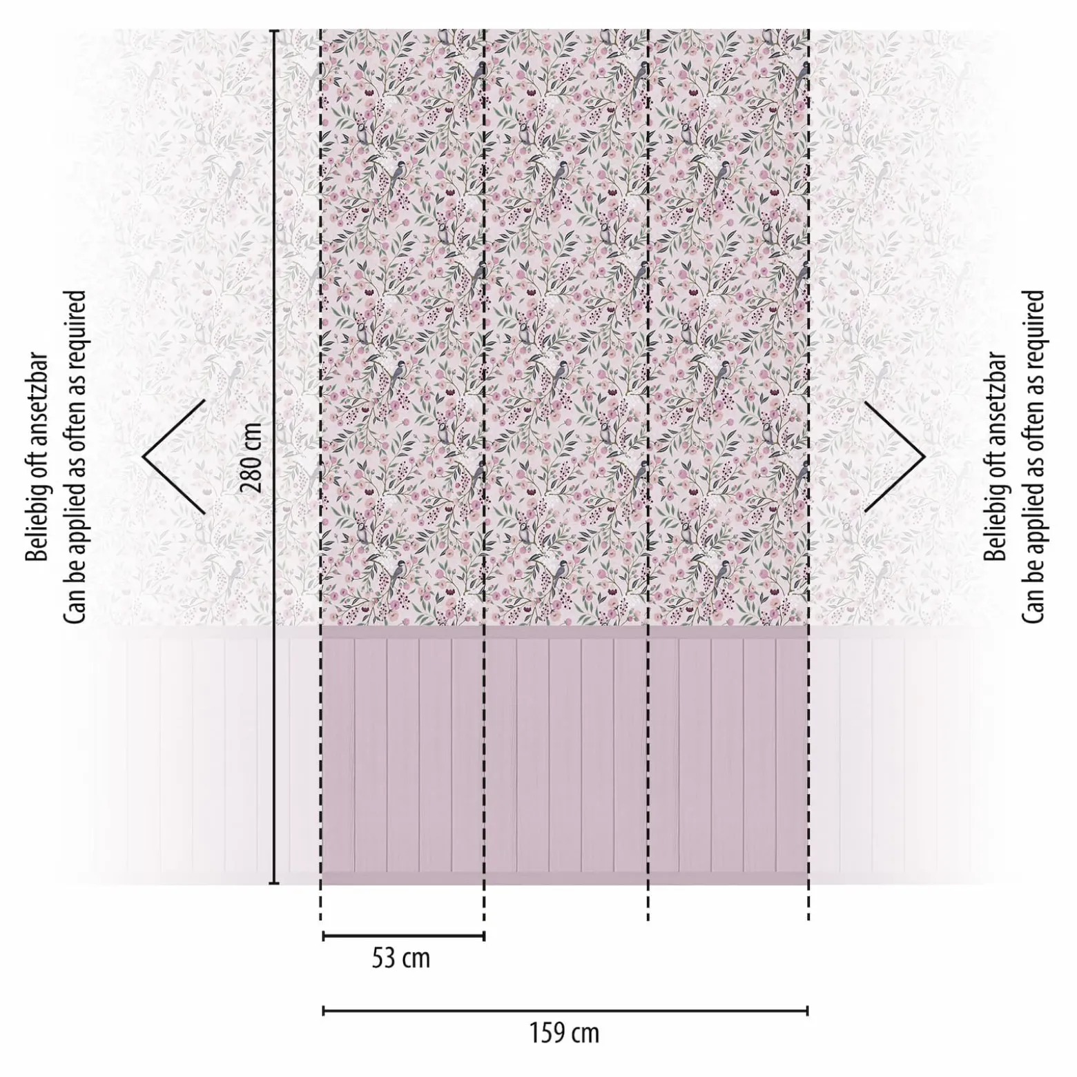 Vliestapete Kinder Floral Vögel Paneele Rosa Grau 77074-1