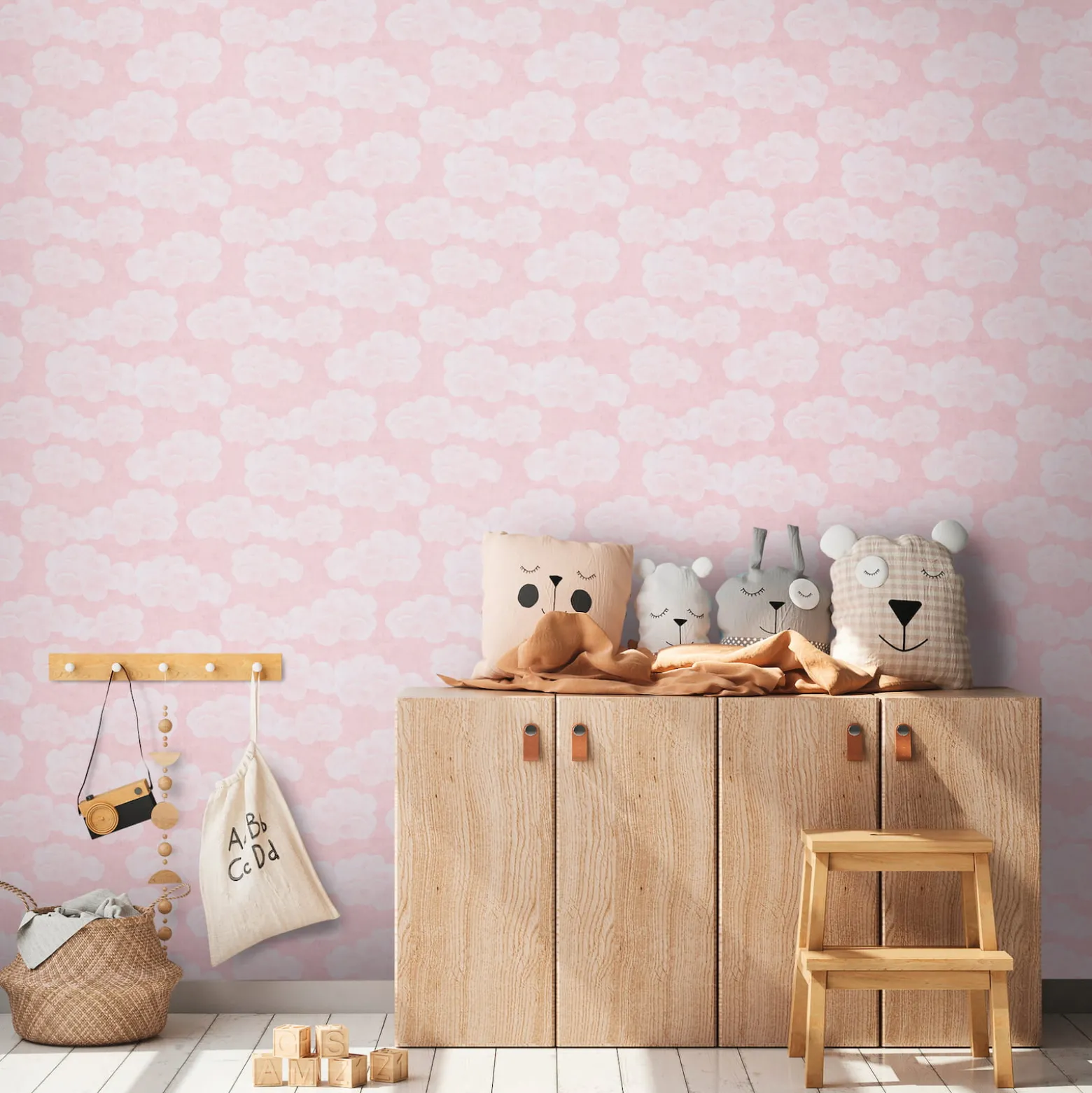 Vliestapete Kinder Himmel Wolken Rosa Weiß 77143-2