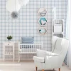 Vliestapete Kinder Kariert blau grau weiß 38122-3