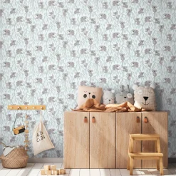 Vliestapete Kinder Koalas Bäume Grün Grau 77134-2
