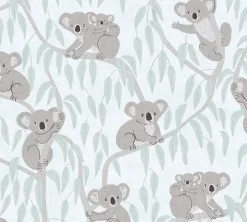Vliestapete Kinder Koalas Bäume Grün Grau 77134-2